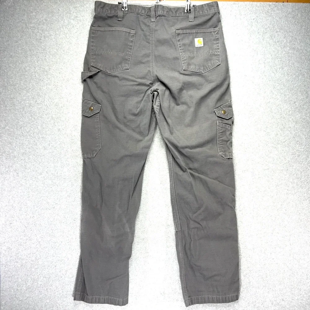 Carhartt Cargo Pants B342GVL Mens 37x33 Gray Cotton Ripstop Workwear Utility